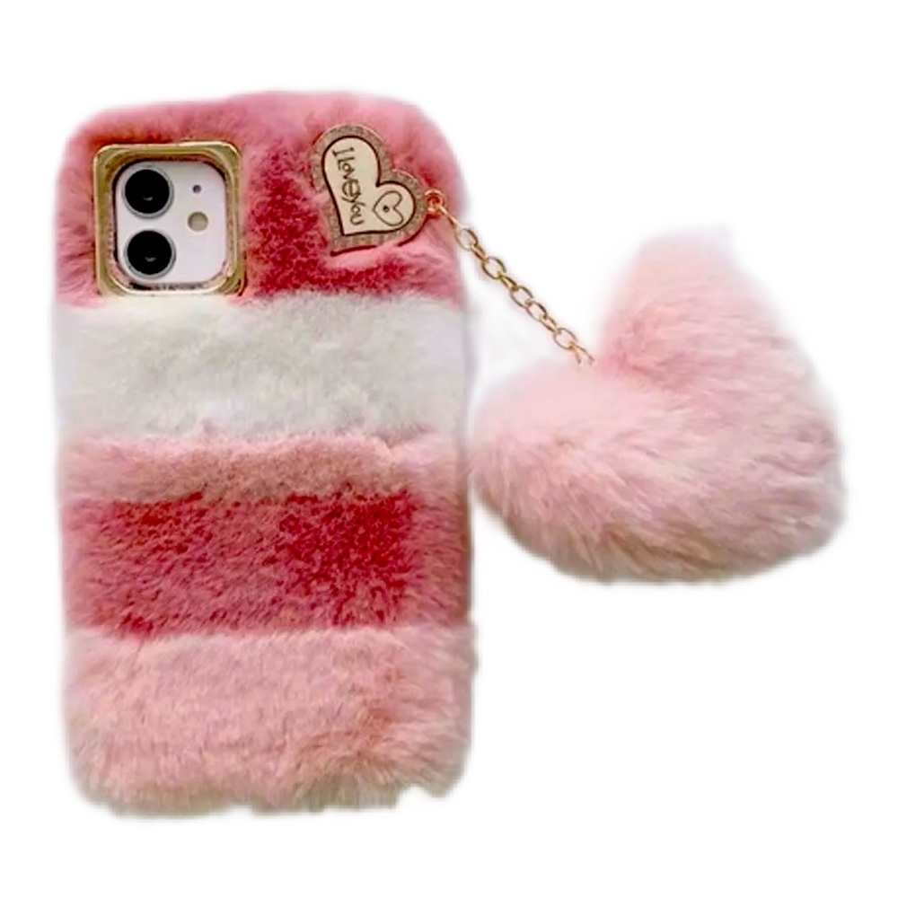 Iphone, Samsung Galaxy Cute Pink Stripe plush protective phone case